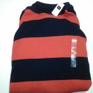 Mens GAP XL Red Blue Crew Neck Long Sleeve Shirt